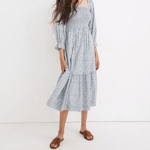 Madewell Lucie Dress - Elbow Sleeve Smocked Midi